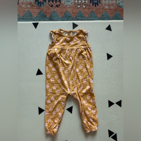 Carters|Baby girl,toddler mustard yellow Floral sleeveless jumpsuit,boxy•••24M - Picture 4 of 5